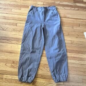 SPANX Pants Womens Medium Stretch Twill Cropped Wide Leg Khaki 20312R **